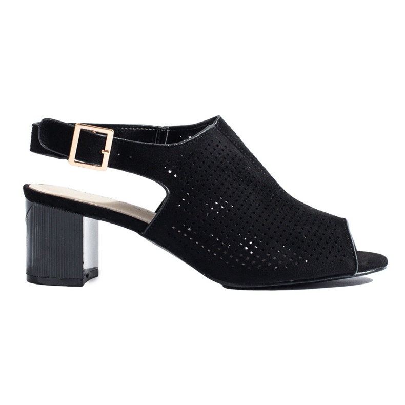 Damsandaler i svart genombruten mockaklack Shelovet