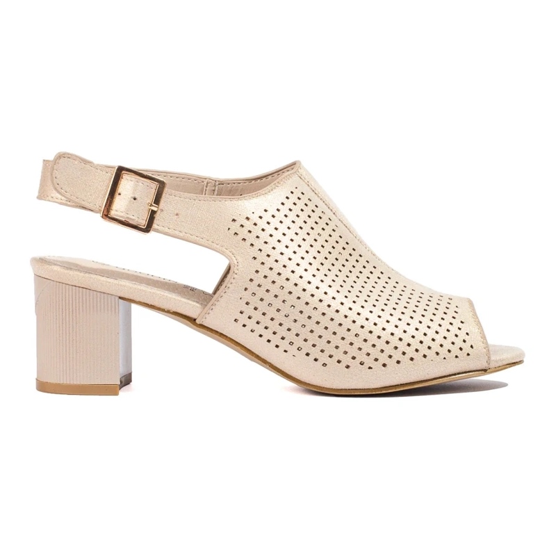 Damsandaler i genombruten mockaklack Shelovet guld gyllene