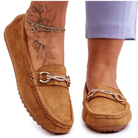 Klassiska Loafers i mocka med Camel Amera-utsmyckning brun