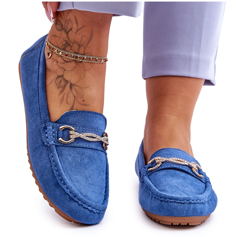 Klassiska mockamockasiner med Amerablå utsmyckning