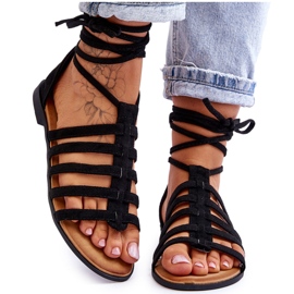 FC3 Romansandaler i mocka för kvinnor Svart Semper