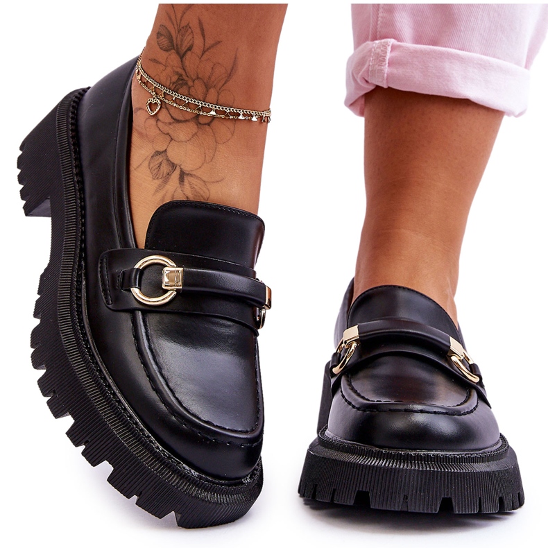 Dam Loafers På En Massiv Plattform Svart Calypso