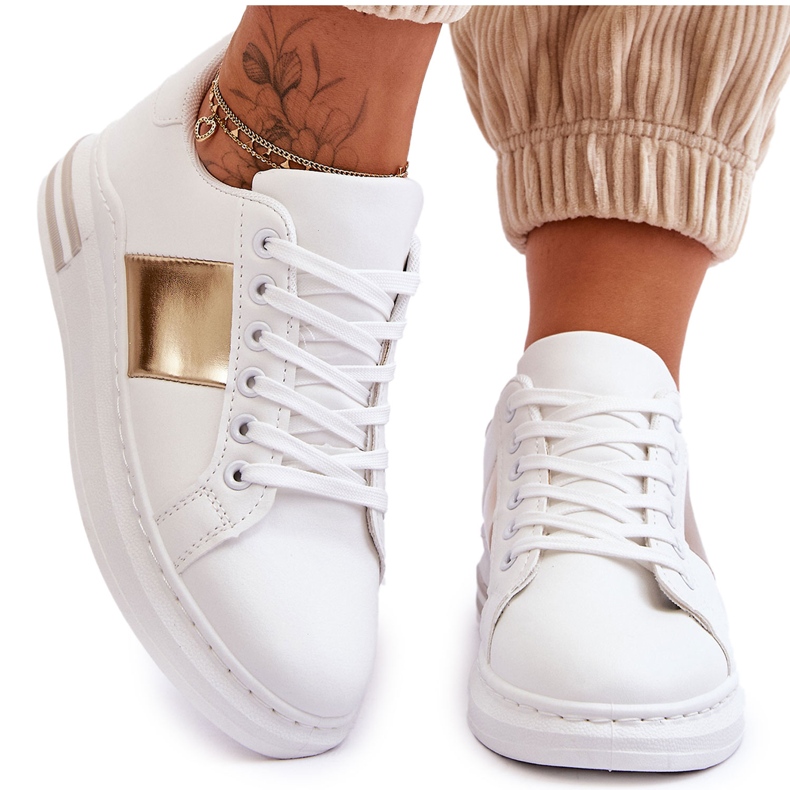 Klassiska Follow Me Sportskor i vitt och guld