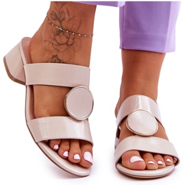 Eleganta högklackade Sergio Leone KL310 Beige