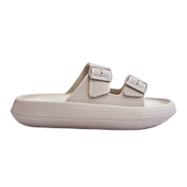 Damtofflor i skum med ränder Ljusgrå Sharmen