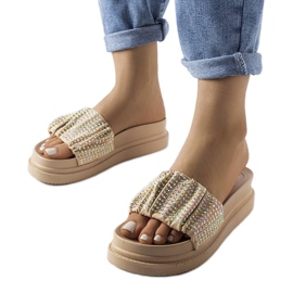 Beiga platåsandaler med cubic zirconias från Franet beige