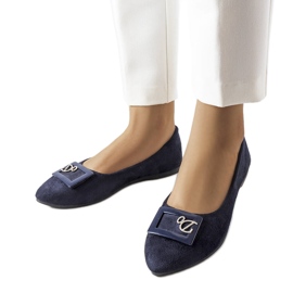 Marinblå ballerinor med strass från Fleming