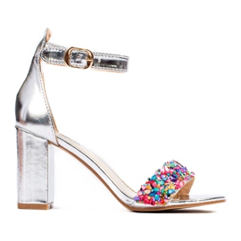 Shelovet blocksandaler med silverpärlor
