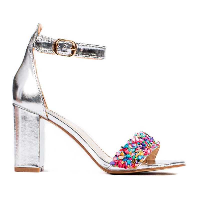 Shelovet blocksandaler med silverpärlor silver-