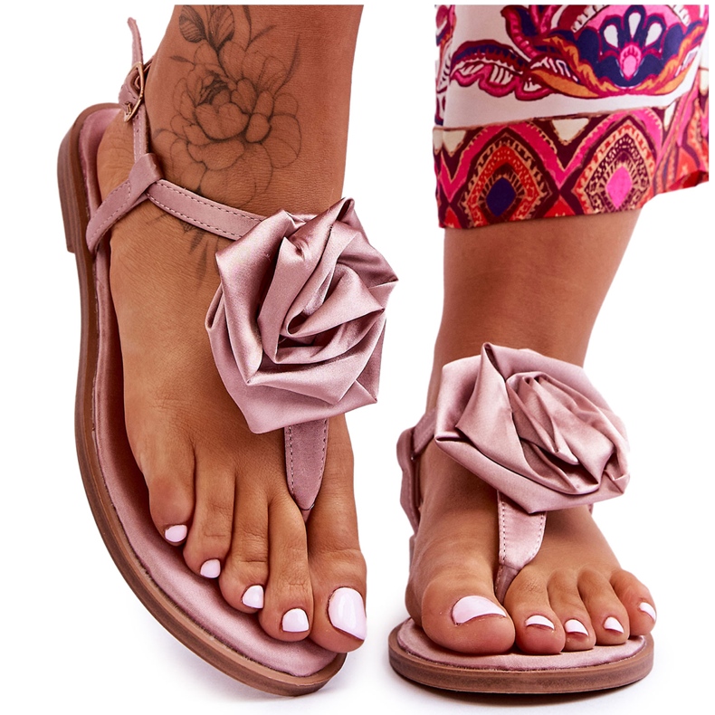 Kvinnors flip flops med tyg Rose Nude Carisma rosa