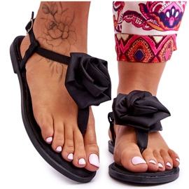 FS1 Kvinnors flip flops med tyg Rose Black Carisma svart