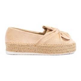 Mocka espadrillor på plattformen med en rosett Shelovet beige