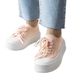 Rosa tyg sneakers på Mallus-plattformen