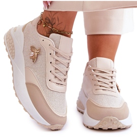 PS1 Glänsande sportskor med beige Seneca-dekoration