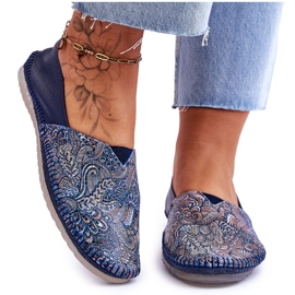 Läderballerinor för kvinnor Maciejka 01930-103 Marinblå