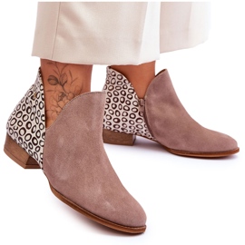 Maciejka Läderstövlar med fläckar 04091-55 Mörkbeige