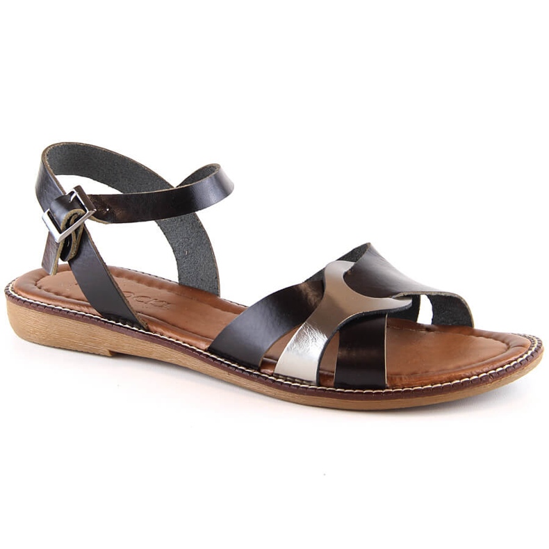 Platta svarta sandaler för kvinnor Potocki RS64012