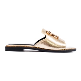 Shelovet sliders med guldprydda damer gyllene