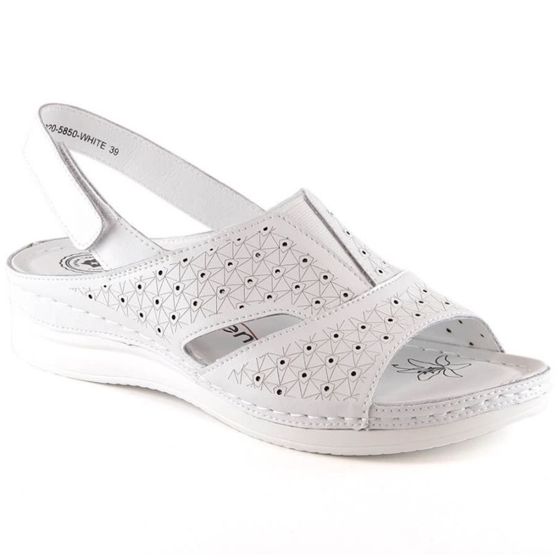 Bekväma sandaler i läder med elastiskt band eVento W 5850 vit