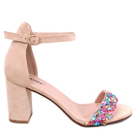 BM Stenklackade Valentine Beige sandaler med klack