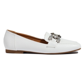 Vita loafers för kvinnor med Shelovet-dekoration
