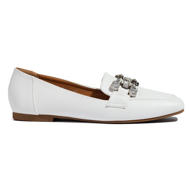 Vita loafers för kvinnor med Shelovet-dekoration