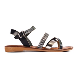 W. Potocki Svarta lädersandaler för kvinnor Potocki