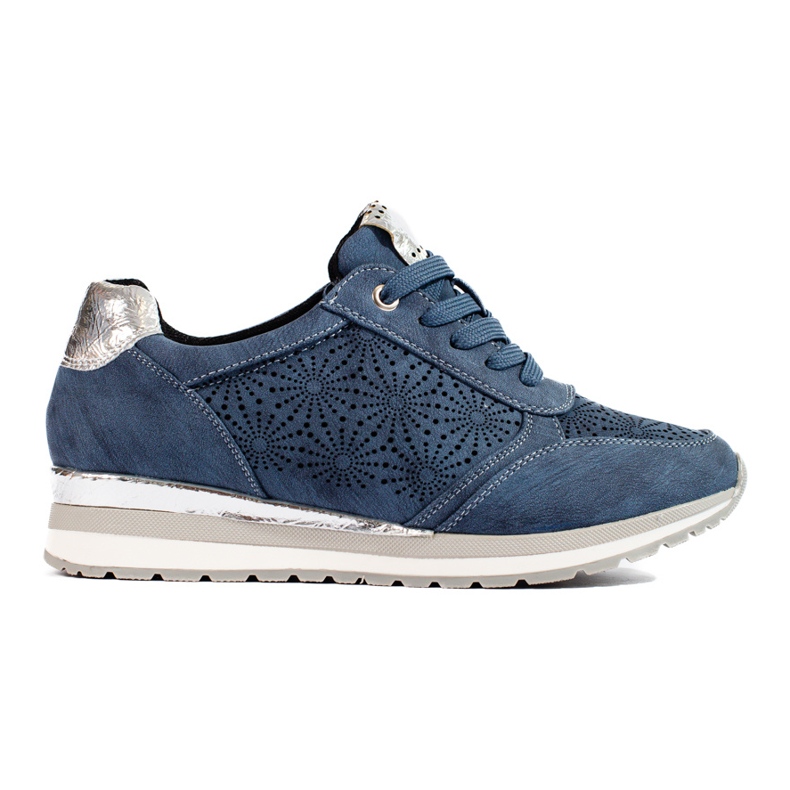 Marinblå Shelovet sneakers i läder i kil för kvinnor