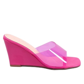 BM Transparent Wedge Slides Rocks Fuchsia rosa