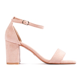 Damsandaler i mocka i guld Shelovet rosa