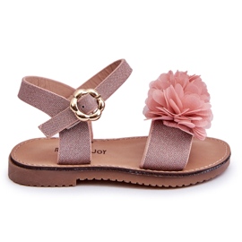 FR1 Fashionabla barnsandaler med rosa polyblommor