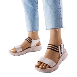 Beige metallic sport sandaler från Parsip