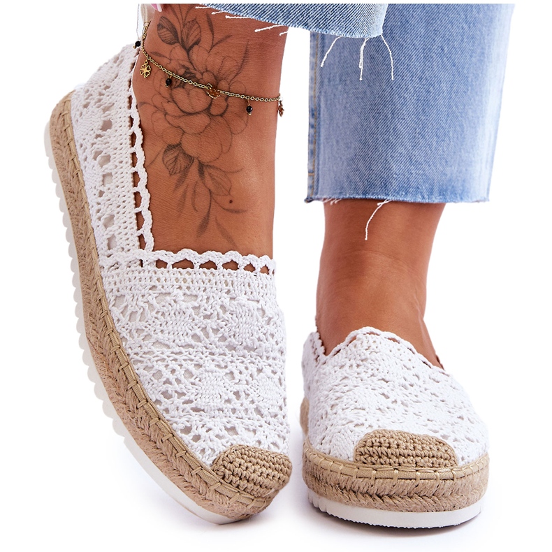 FE1 Spets Slip-on Espadrilles White Blanco vit
