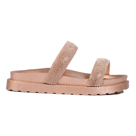 Damtofflor i guld på en tjock sula Shelovet gyllene