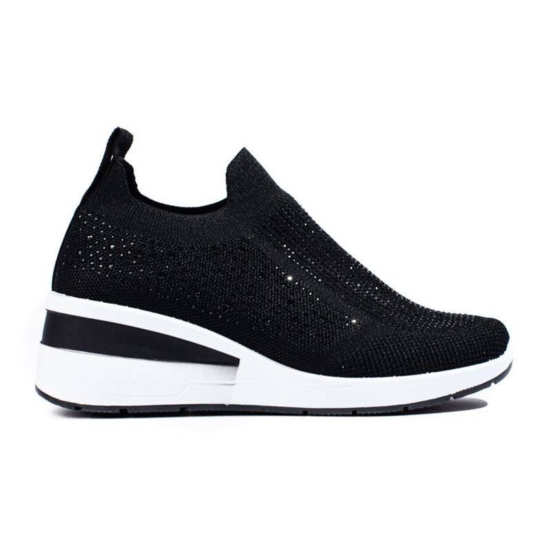 Shelovet svarta wedge sneakers i textil