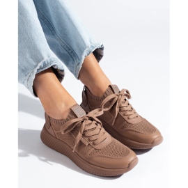 Damsportskor bruna Big Star LL274416 Memory Foam beige