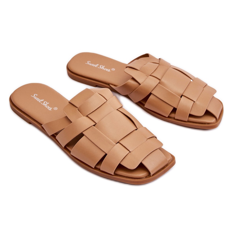 WS1 Reyna Beige randiga tofflor dam