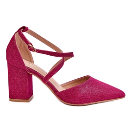WS1 Fashionabla Glitter Pumps På Fuchsia Galaxy Heel rosa