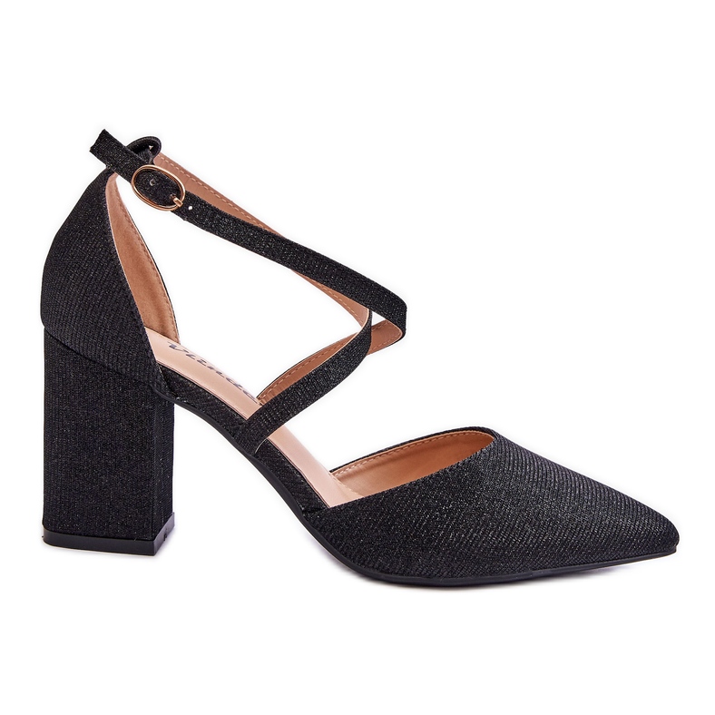 WS1 Fashionabla glänsande pumps på svart galaxklack