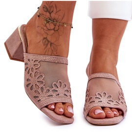 S.Barski Kvinnors klackar med nät och zirkoner S. Barski KV-612-1 Beige