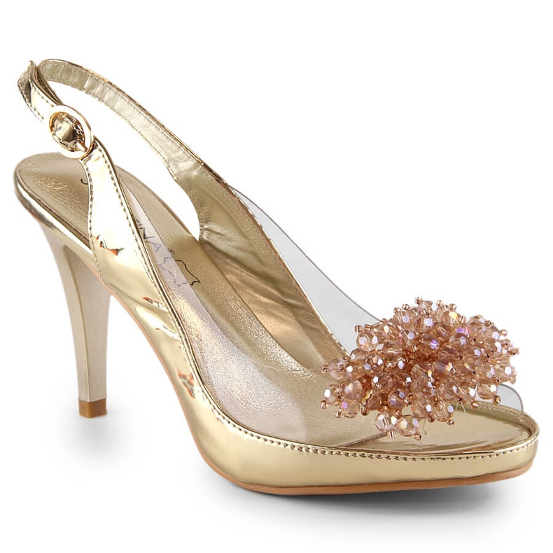 Sandaler genomskinliga stift med gyllene Sabatina-pärlor