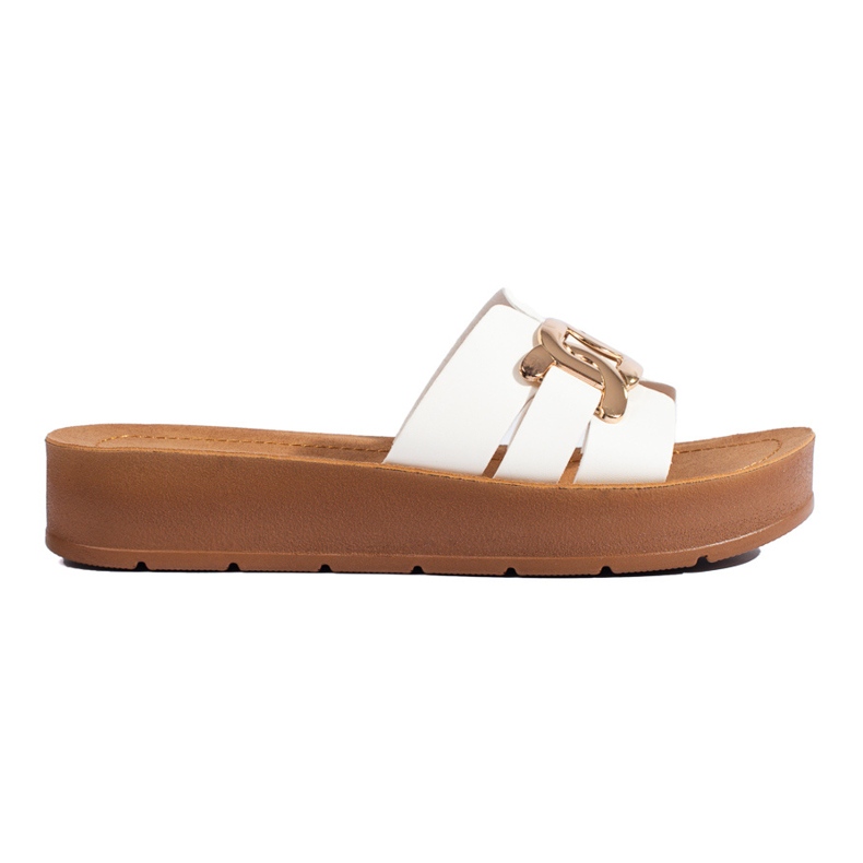 Vita Shelovet platåtofflor för kvinnor