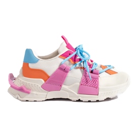 Kvinnors flerfärgade sneakers på en tjock sula Shelovet vit