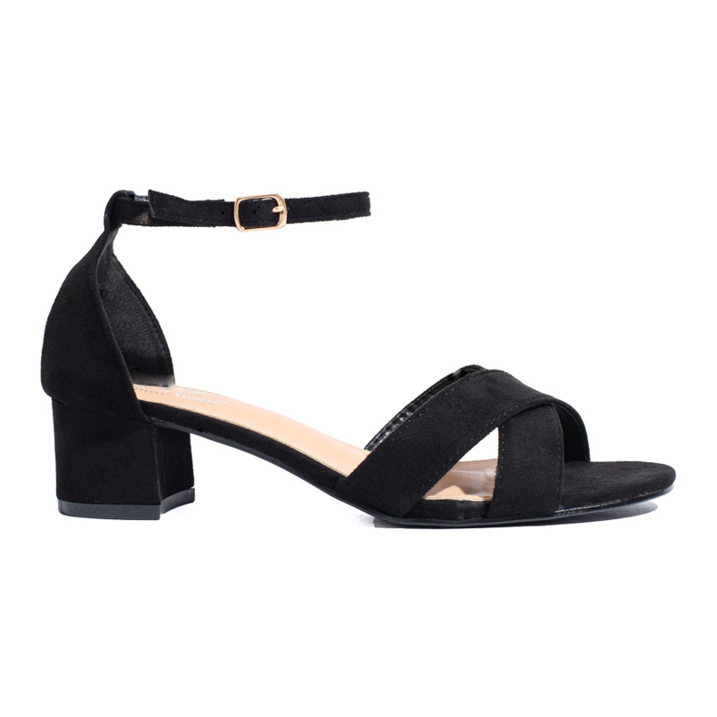 Svarta mocka sandaler med låg klack från Shelovet
