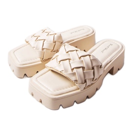 Beiga tofflor med traktorsula från Lora beige