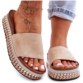 WR1 Damtofflor i slät mocka Beige Hayen