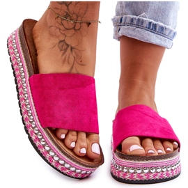 WR1 Damtofflor i slät mocka Fuchsia Hayen rosa