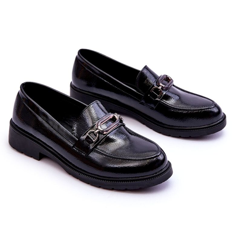 S.Barski Lackade Mockasin Loafers Med Svart Maura-dekoration
