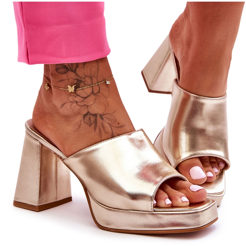 WS1 Guld Livesa Högklackat Läder gyllene