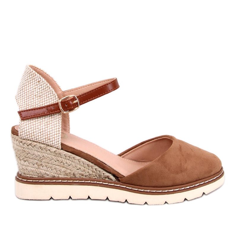 Ellio Khaki espadrillor med kil brun